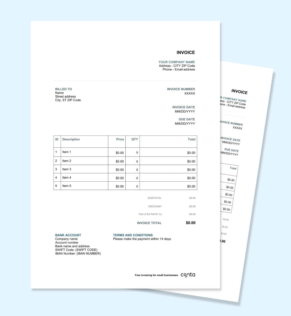 Easy-to-use hourly rate invoice template for freelancers