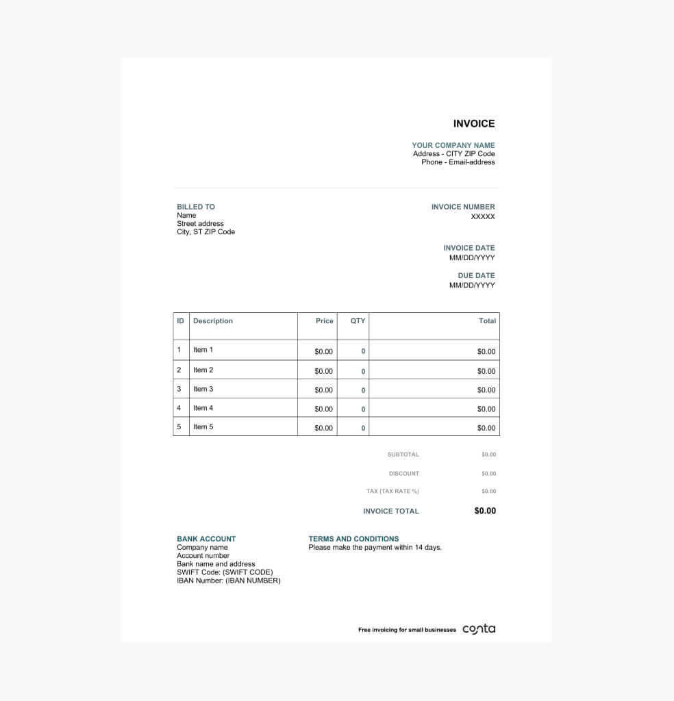 Photography Invoice Template Free Bill Format In Word Excel PDF Conta