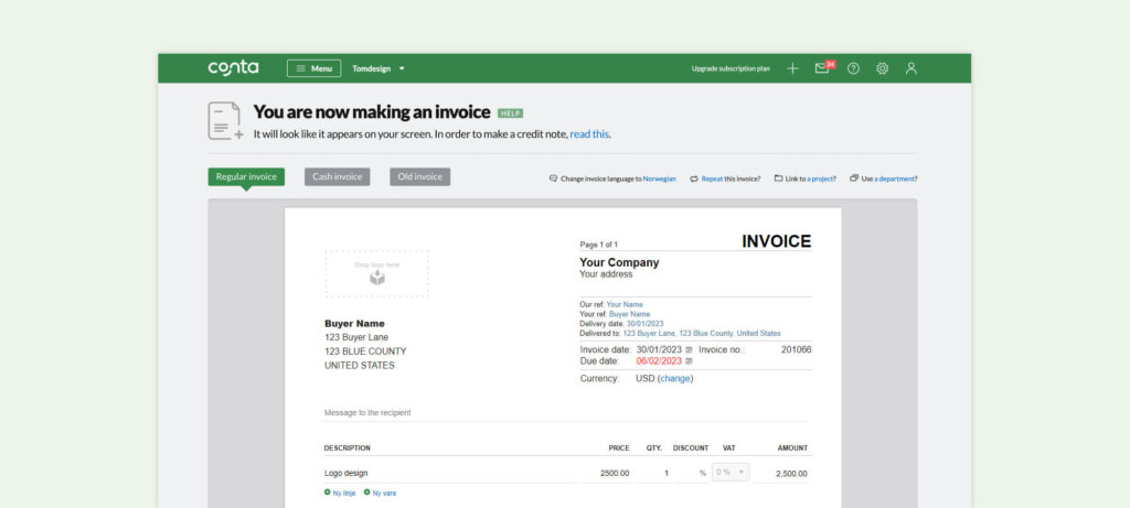 How to make an invoice - Conta