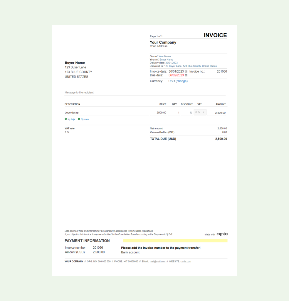 Free hotel invoice template - Bill format in Excel and Word | Conta