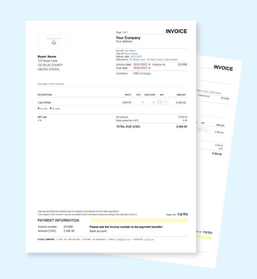 Customize the invoices to your business