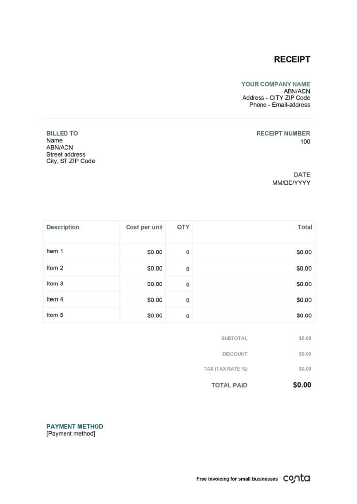Free Receipt Template Australia Free Receipt Template Australia