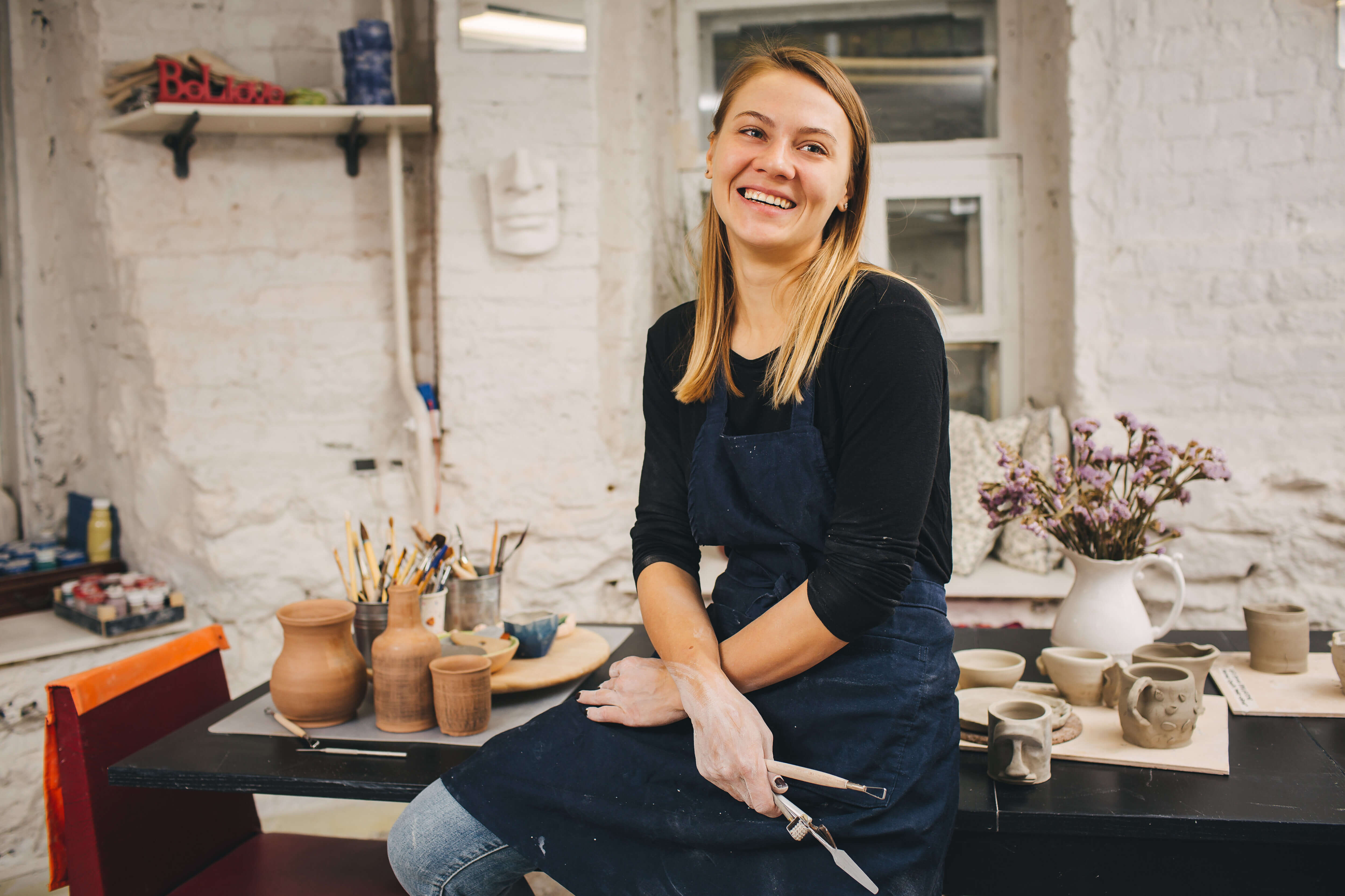 Pottery master women business in the potter process