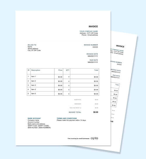 Hotel invoice template free download