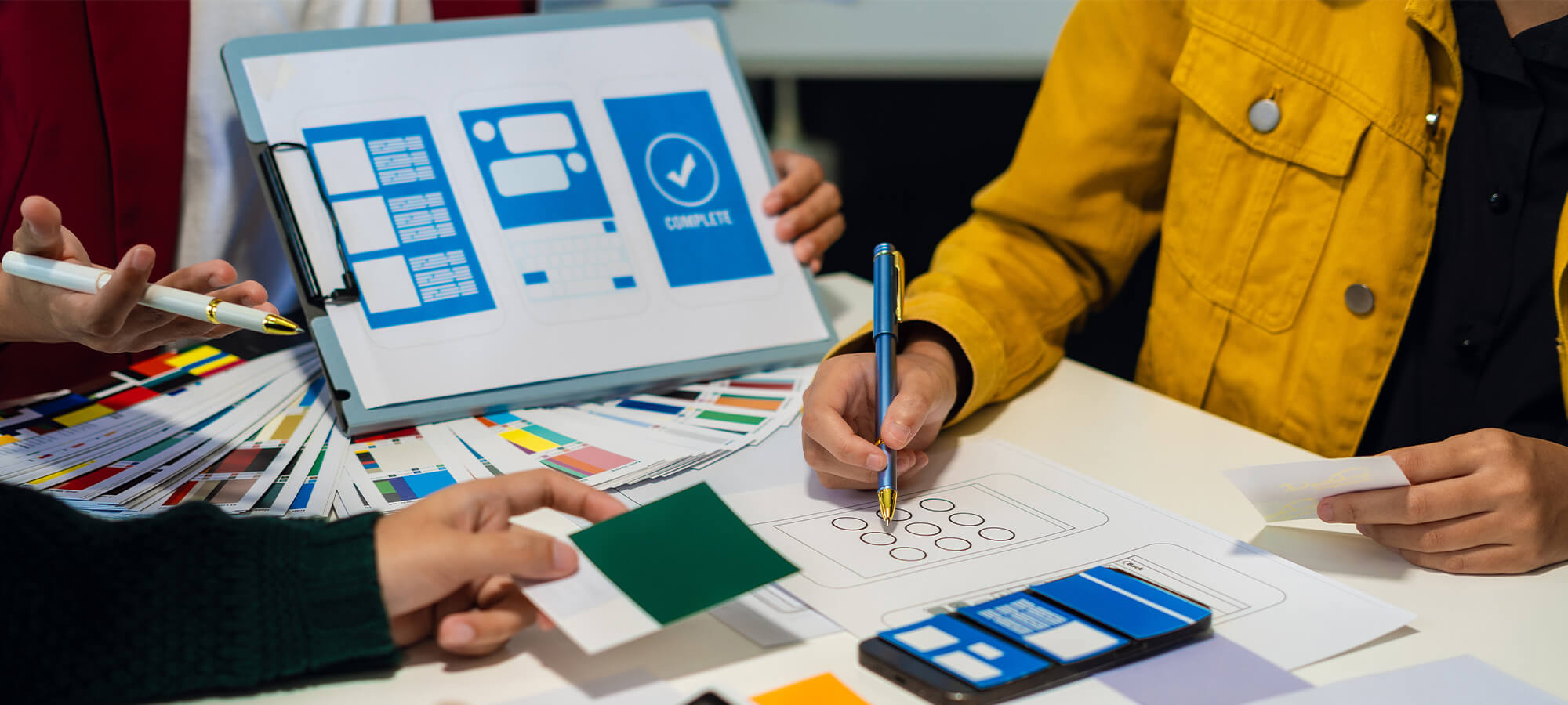 A team having a workshop to come up with a business idea