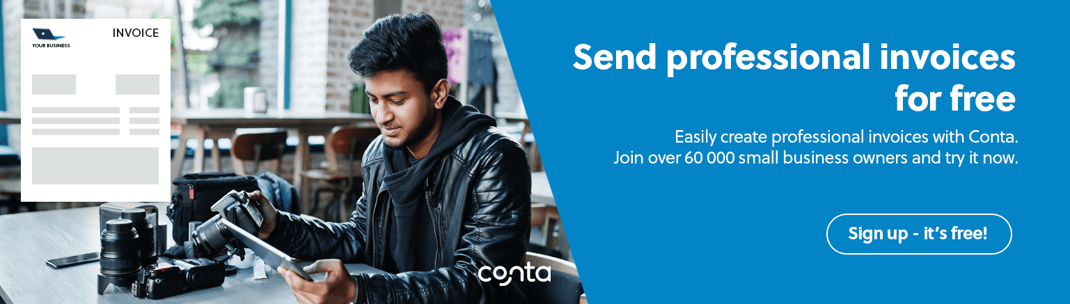 A photographer using Conta to send free invoices