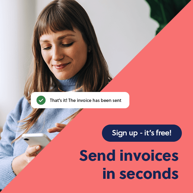 A woman easily sending an invoice for free on her phone