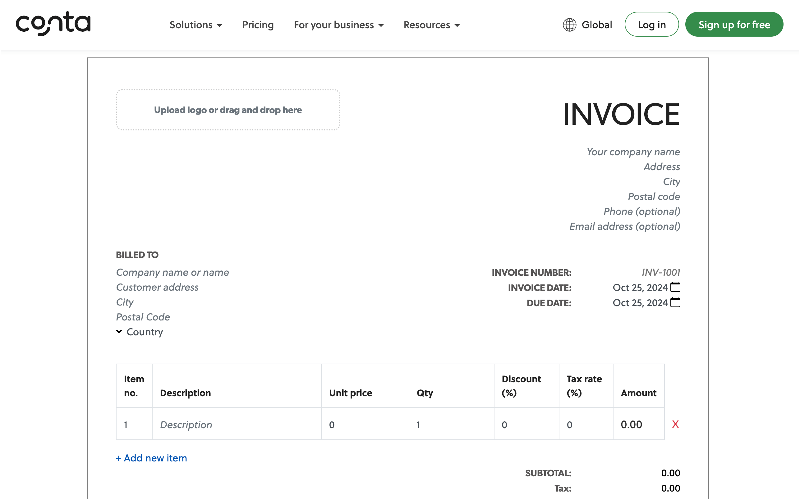 The free hotel invoice generator from Conta