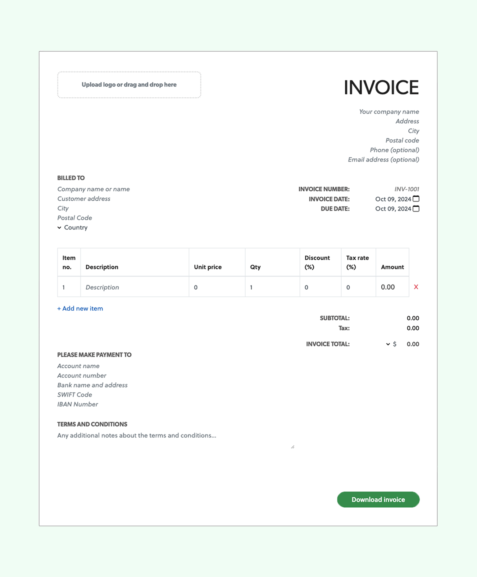 A free invoice generator tool