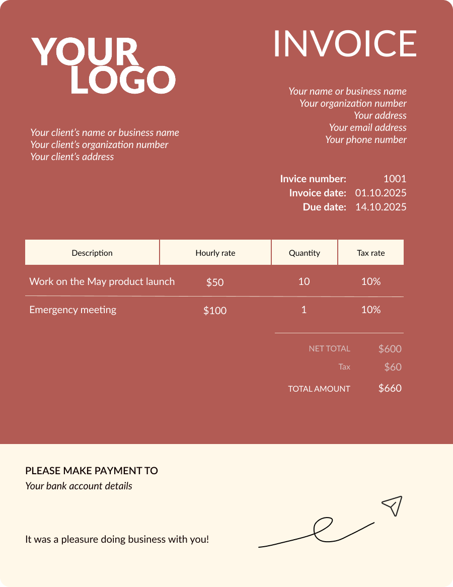 An example Figma invoice