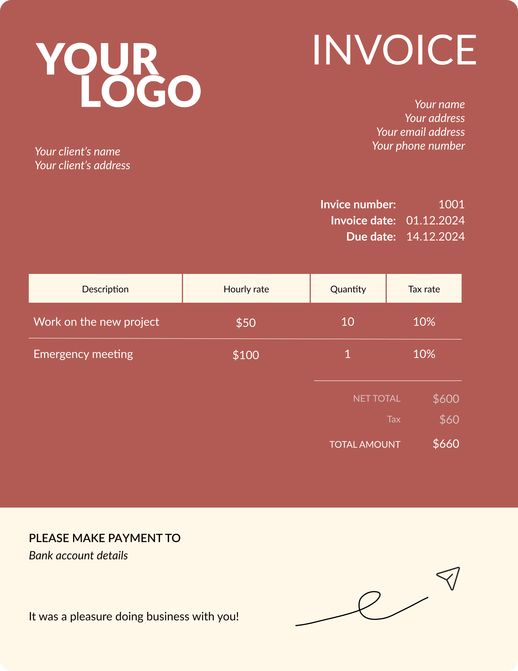 An example Figma invoice