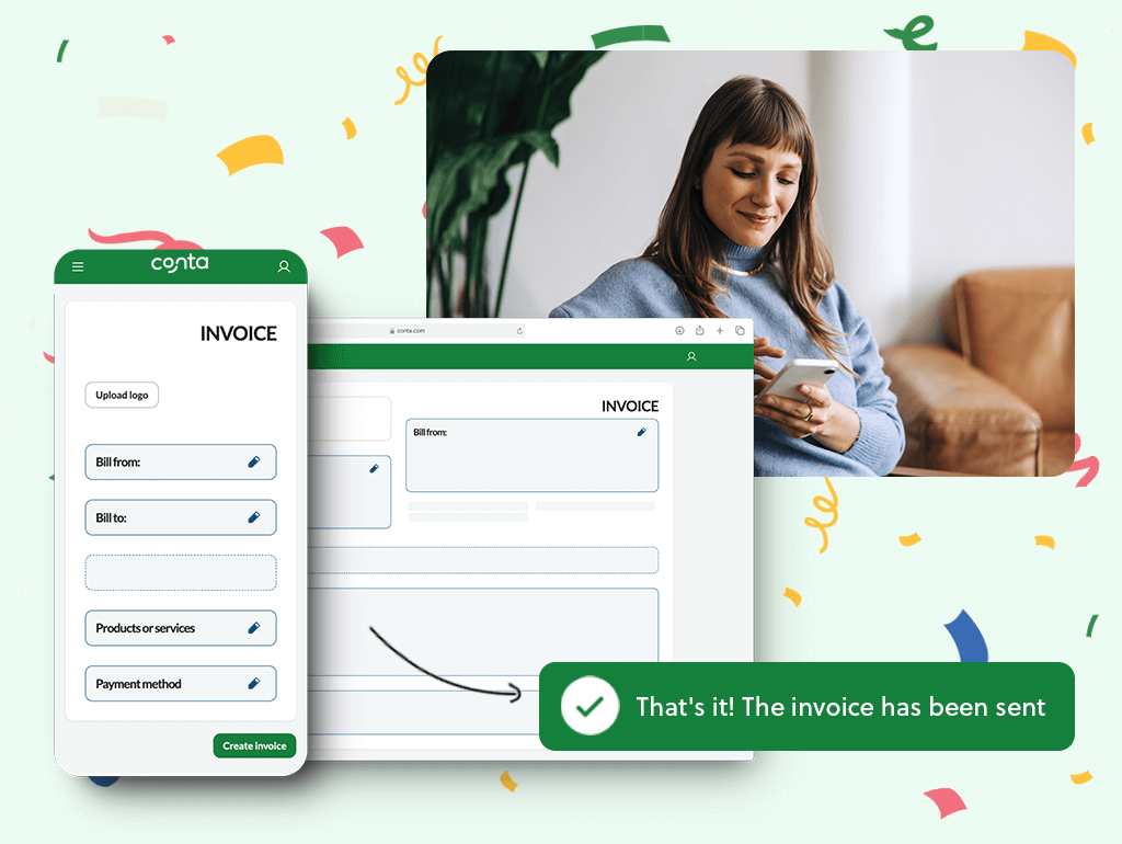 Sending an invoice with the free invoice software from Conta