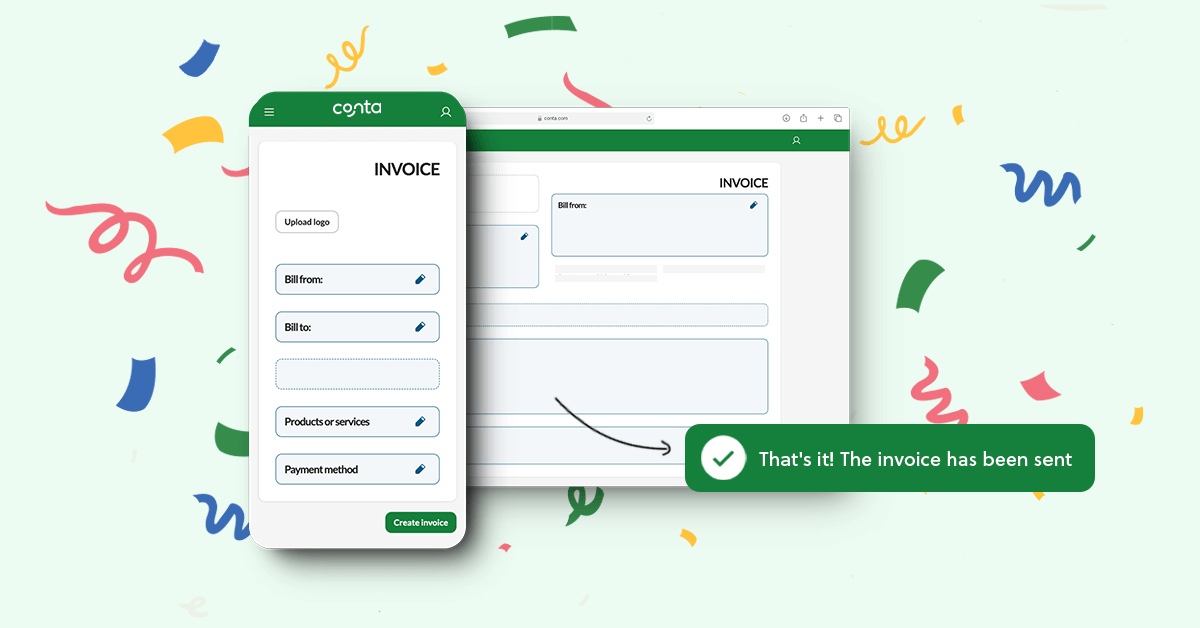 Sending an invoice with the free invoice software from Conta