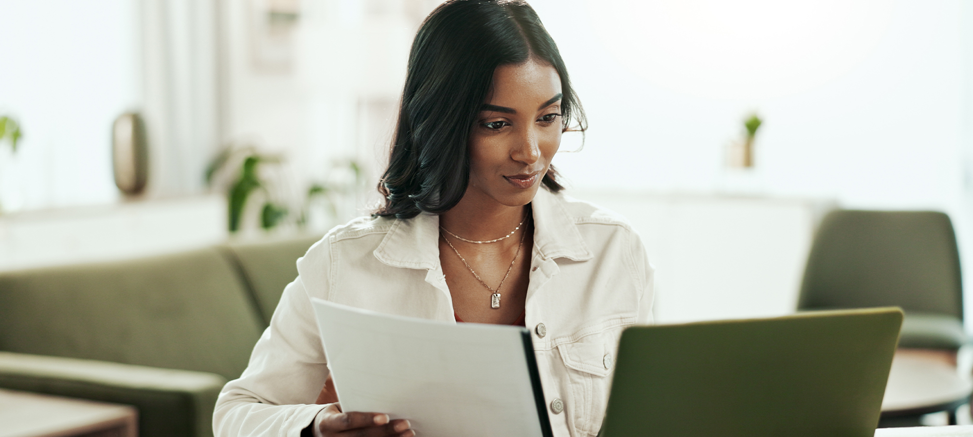 A woman working on how to create a budget