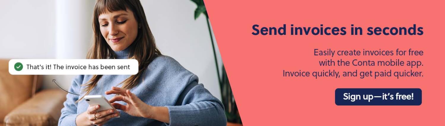 A woman easily sending an invoice for free on her phone