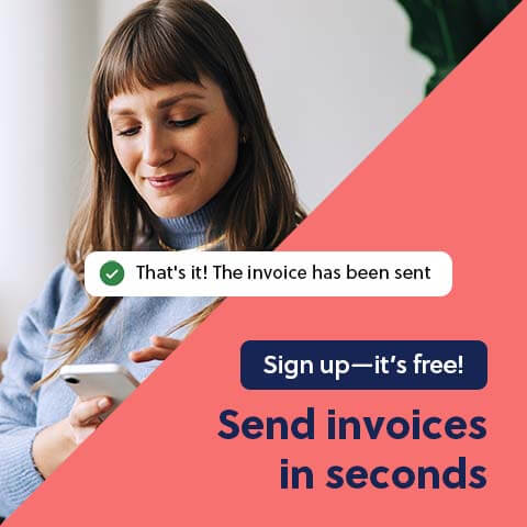 A woman easily sending an invoice for free on her phone