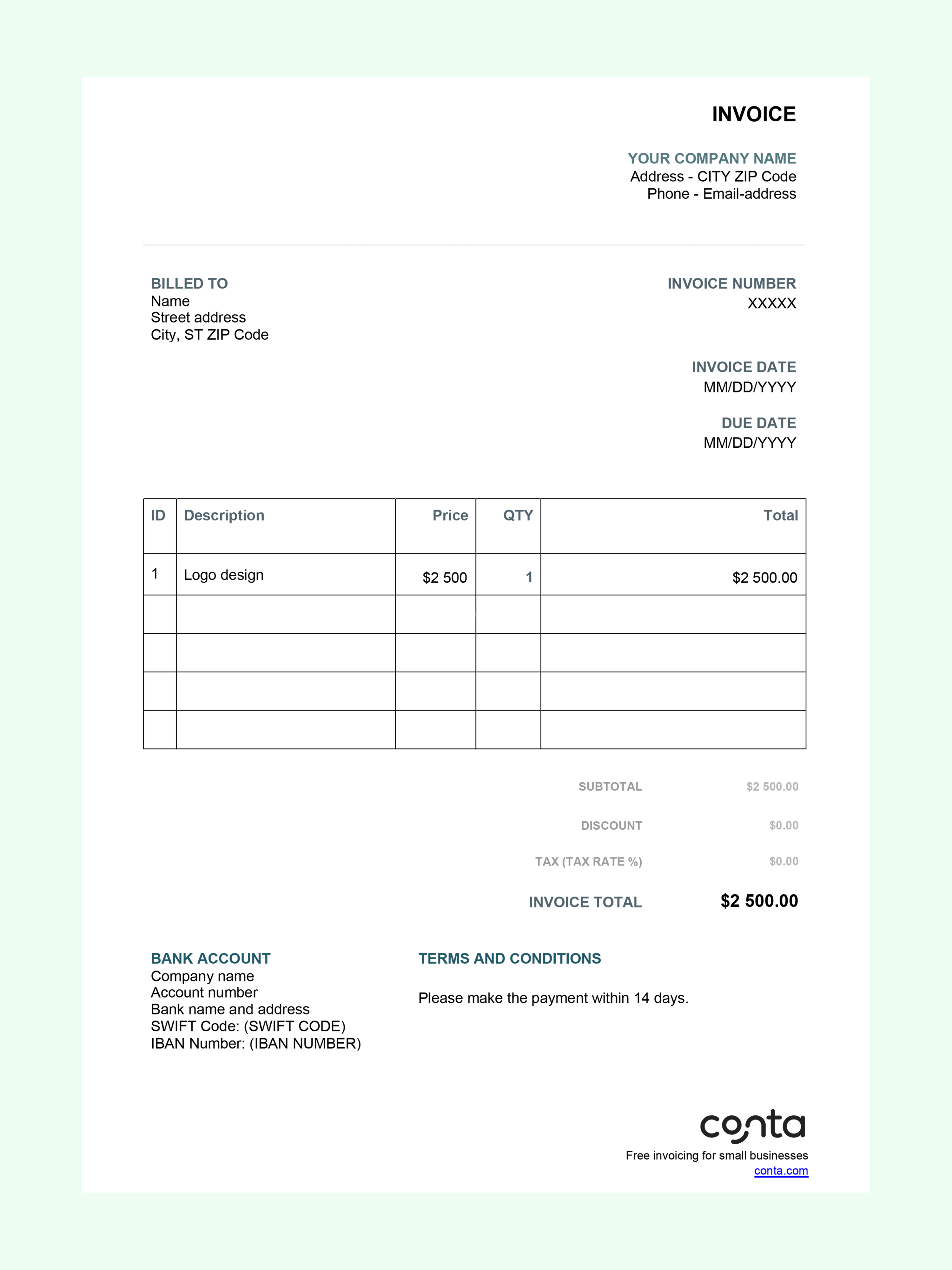 An example of tax invoice template