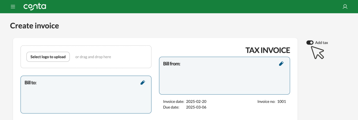 Adding tax on invoice