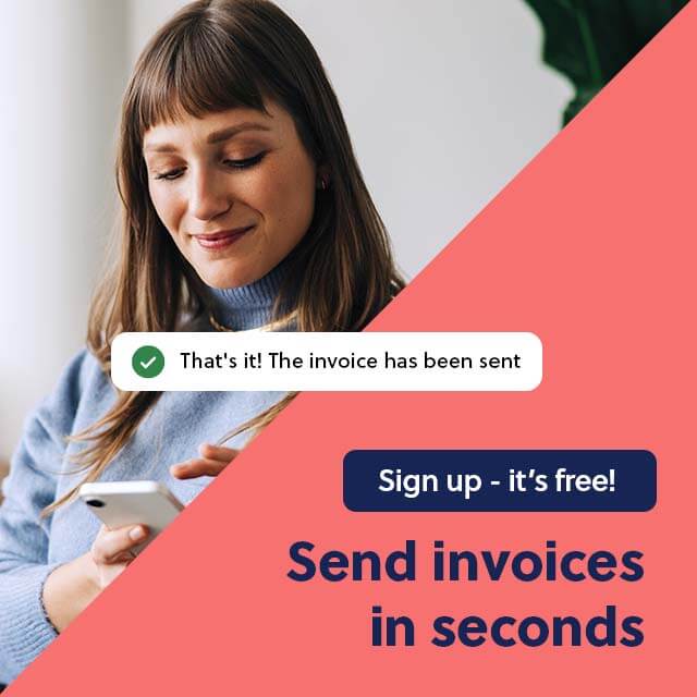 A woman easily sending an invoice for free on her phone