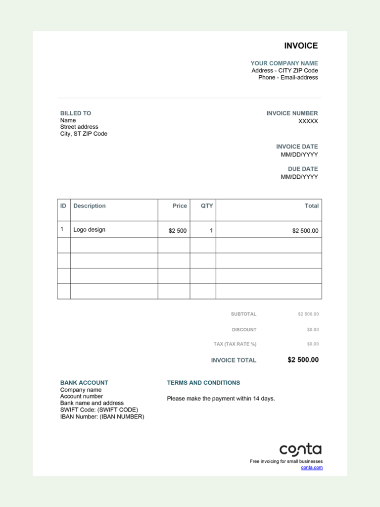 Google Docs invoice template | Google Sheets bill format | Philippines