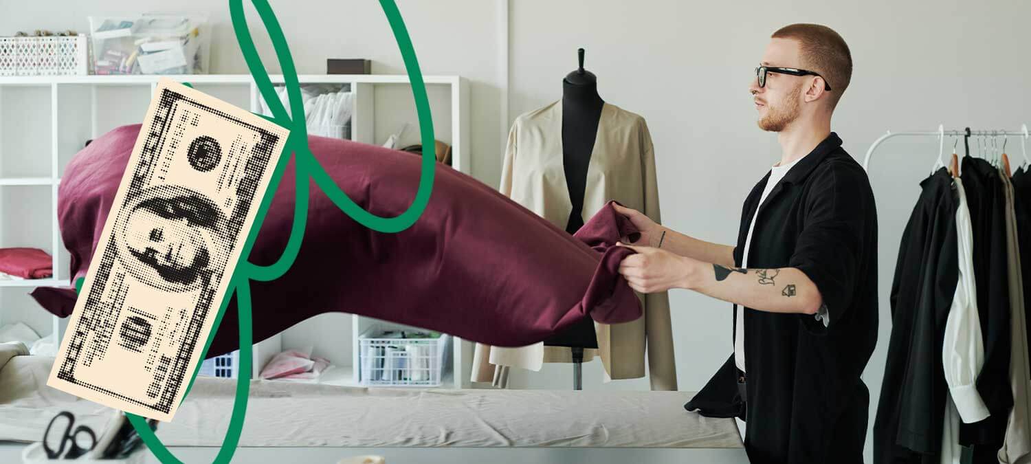 A tailor working in his sewing studio