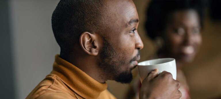 A South African entrepeneur drinking coffee