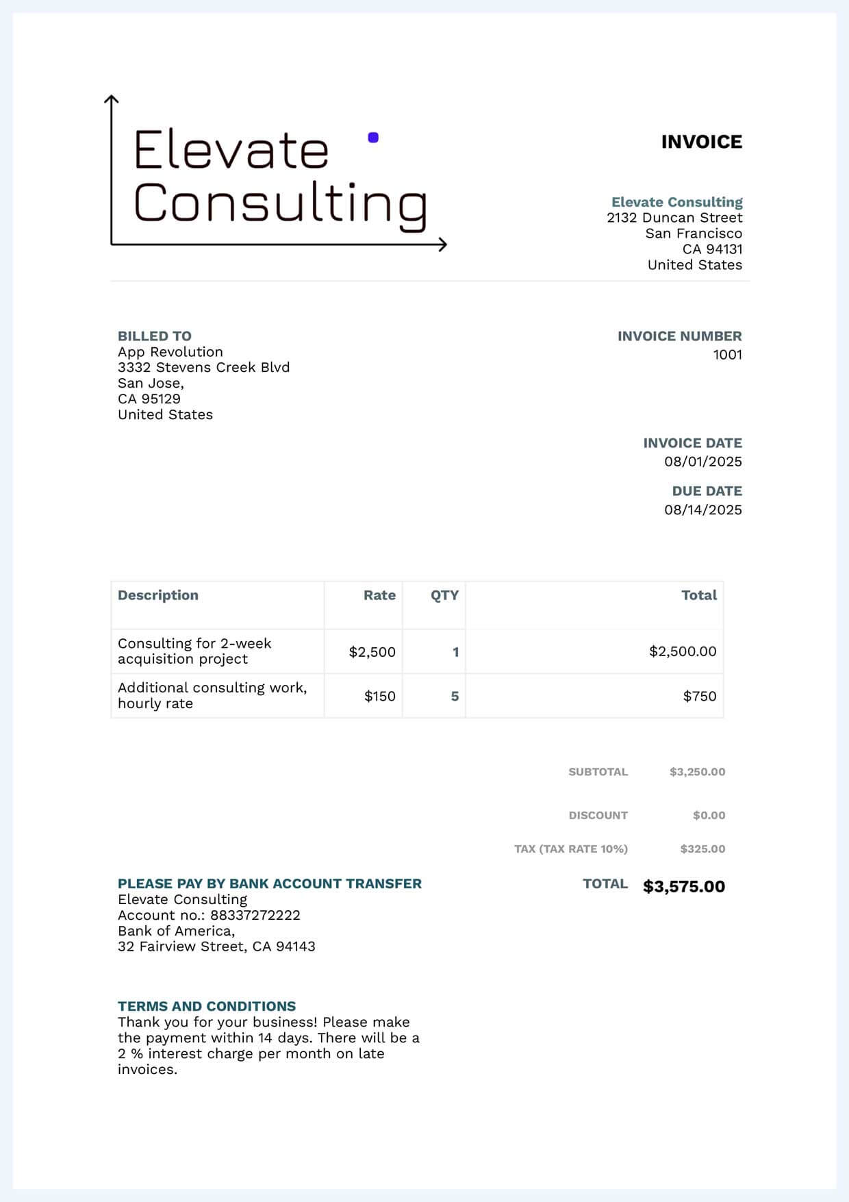 Invoice example