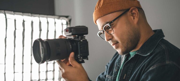 A freelance photographer working
