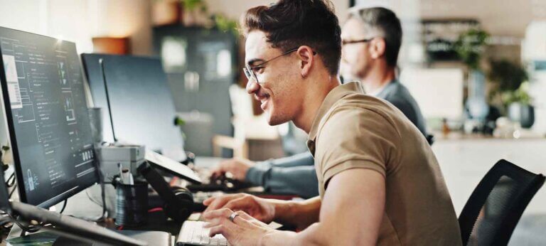 A man using vibe coding to generatore code