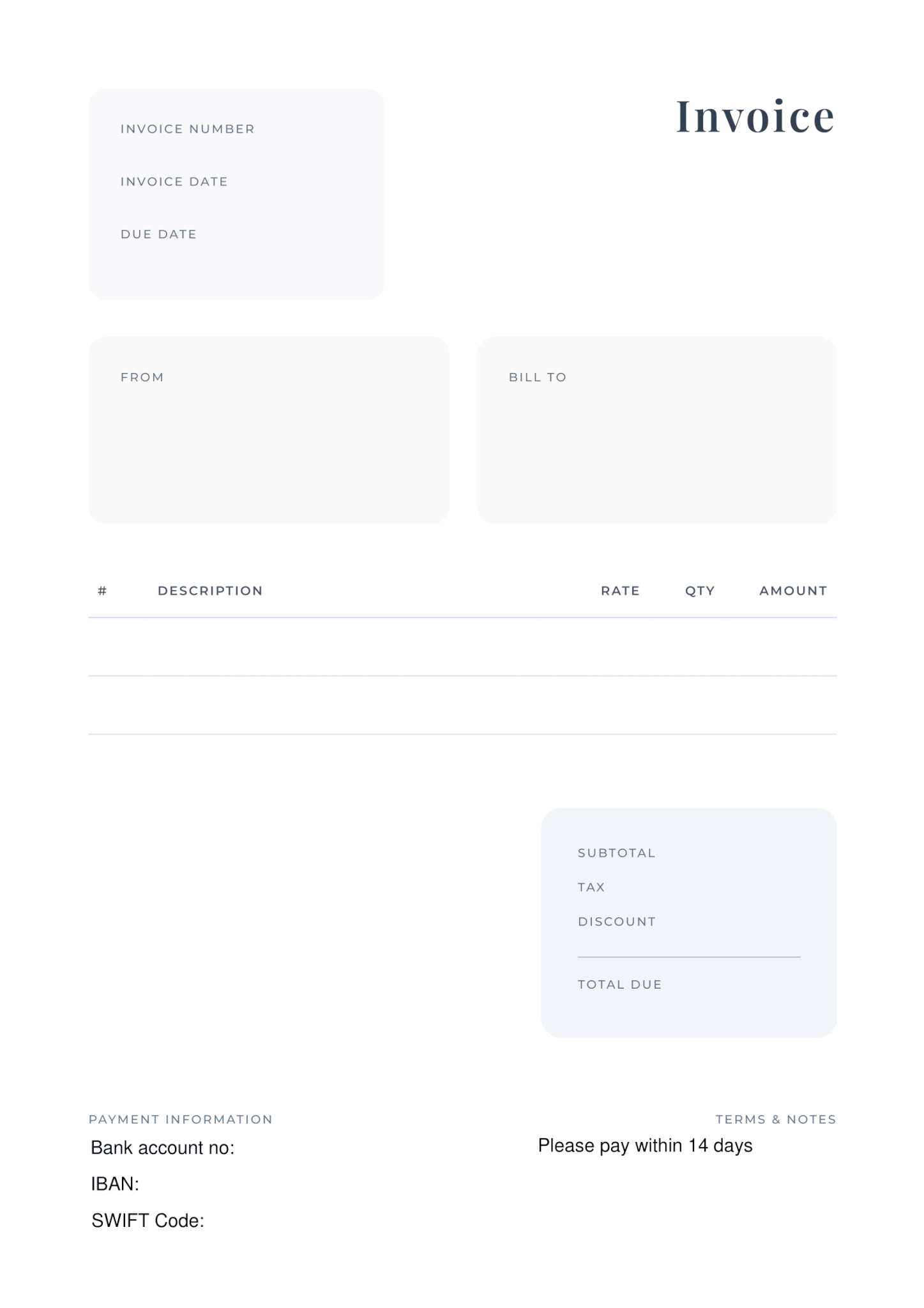 Invoice template for artists