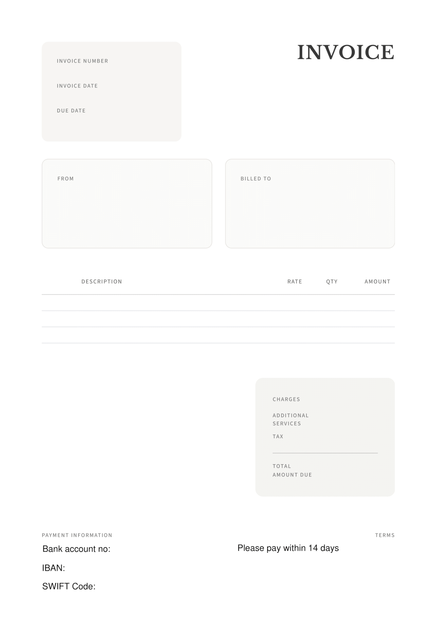 Invoice template for hotels
